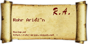 Rohr Arián névjegykártya